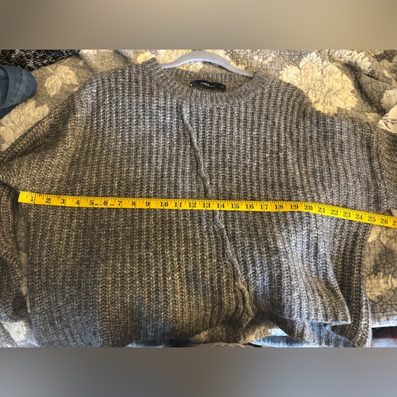 Zara Charcoal asymmetrical Knit Pullover sweater. - Picture 6 of 10